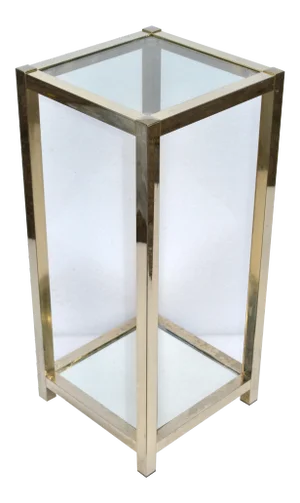 Italian 2-Tier Brass, Clear & Mirrored Glass Sofa Table Mid-Century Modern 1970s