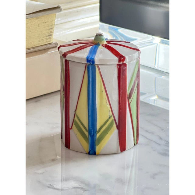 Ceramic Lidded Multi Color Porcelain Art Deco Box from Japan For Sale - Image 7 of 10
