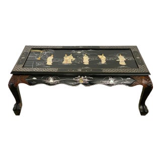 Black Lacquer Chinoiserie Coffee Table For Sale
