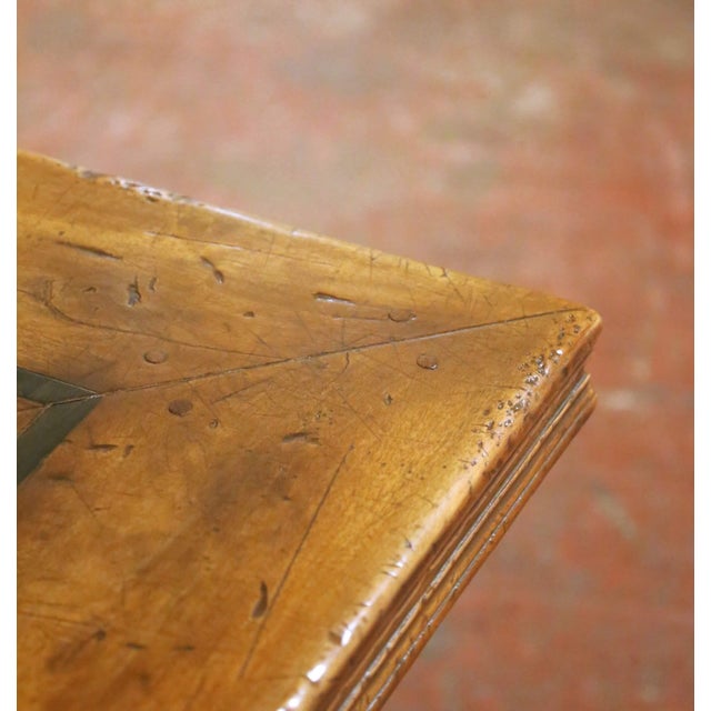 Mid-Century French Walnut, Chestnut & Burlwood Parquetry Refectory Dining Table For Sale - Image 9 of 9
