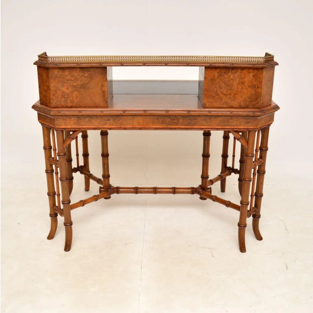 Metal Burr Walnut Writing Desk from Howard & Sons, 1860s For Sale - Image 7 of 15