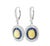 Mid 20th Century Pair of 18k White Gold Diamond Opal Sapphire Dangle Earrings Art Deco Antique Estate For Sale - Image 4 of 4