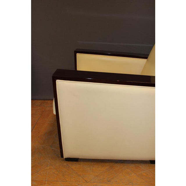 Set of Art Deco style Armchairs in Rosewood & Leather, 1980s For Sale - Image 6 of 16