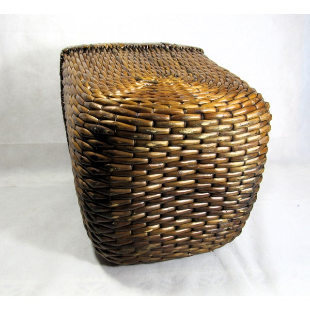 Late 20th Century Vintage Square Woven Wicker Basket, Tapered Design Tightly Braided For Sale - Image 5 of 9