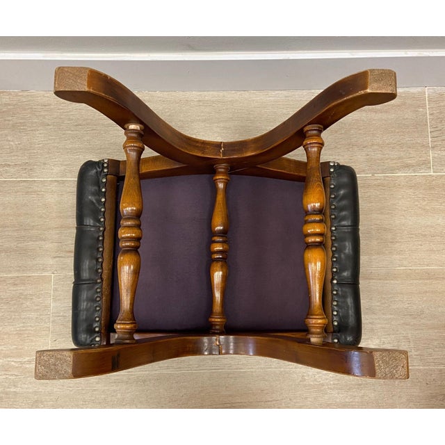 Brown Leather Escabel, 1970s For Sale - Image 13 of 15