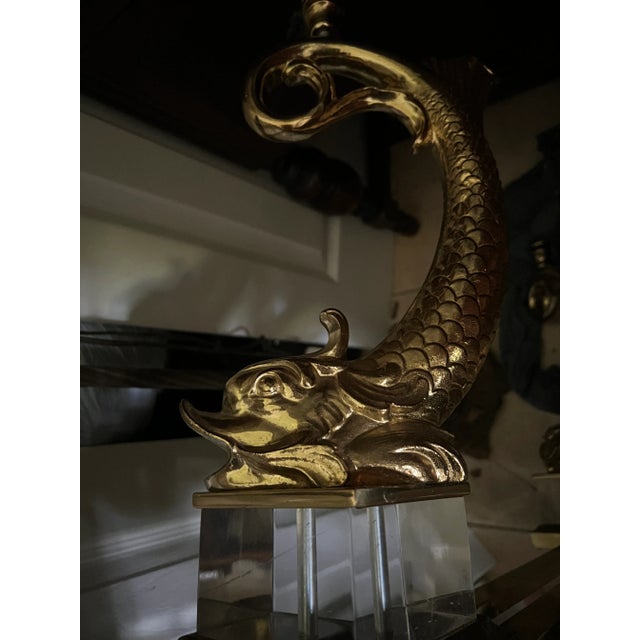 Brass 1970s Hollywood Regency Style Brass Dolphin Coffee Table For Sale - Image 8 of 11