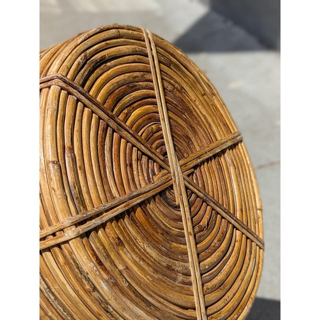1970s Rattan & Brass Planter / FloorVessel For Sale - Image 5 of 5