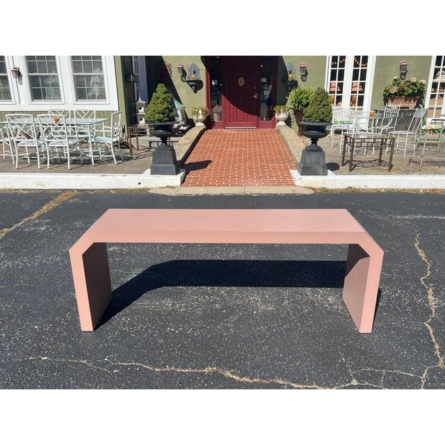 Post Modern Mauve Laminated Waterfall Sofa Table For Sale - Image 10 of 18