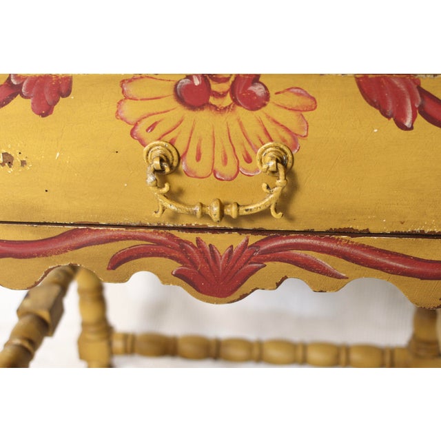 Yellow Red and Yellow Handpainted Table From the 1990s by Guildmaster For Sale - Image 8 of 13