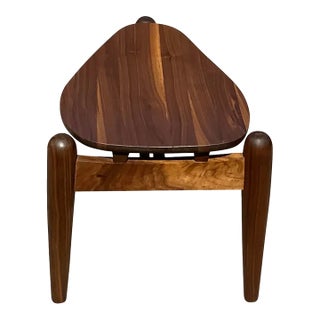 Mid Century Modern Walnut Ottoman For Sale