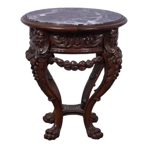 19th Century Marble Top Carved Plant Stand