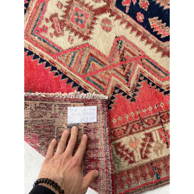 Vintage Persian Runner MAGENTA Pink, Copper Indigo Purple Rug 3.7 x 10.3 For Sale In Milwaukee - Image 6 of 12