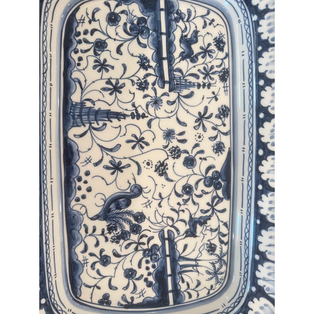 Williams-Sonoma Williams-Sonoma Blue and White Portuguese Serving Tray For Sale - Image 4 of 8