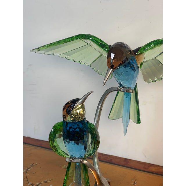 1970s Swarovski Birds of Paradise Bee Eaters Heinz Tabertshofer 957128 Crystal Sculpture in Box For Sale In Miami - Image 6 of 10