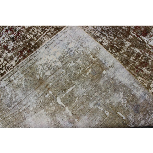 Mid 20th Century Vintage Persian Rug With Modern Design in Shades of Yellow-Green For Sale - Image 10 of 10