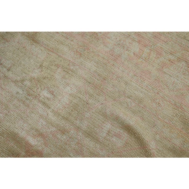 Pale green Pink Antique Oushak Rug - 10' x 13'4" For Sale - Image 9 of 11