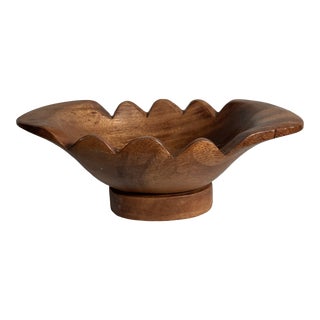Vintage Hand Turned Wood Catchall Bowl Decor For Sale
