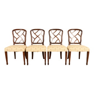 Kindel Furniture Style Federal Carved Mahogany Dining Chairs, Set of Four For Sale