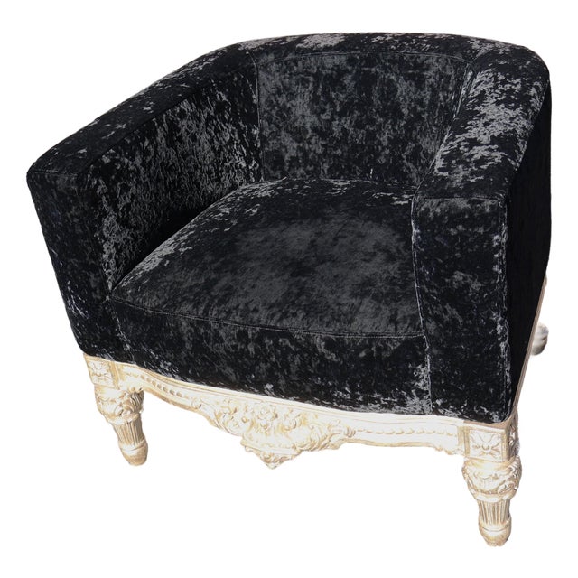 Late 20th Century Hollywood Regency Velvet Tub Chair For Sale