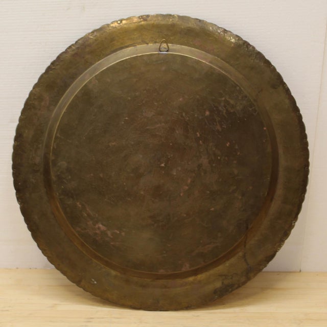 1970s Large Vintage Etched Brass Tray With Chinese Design For Sale - Image 5 of 5