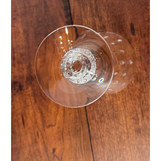 A refined set of six vintage Duncan & Miller crystal iced tea goblets in the coveted Willow pattern, showcasing elegant...