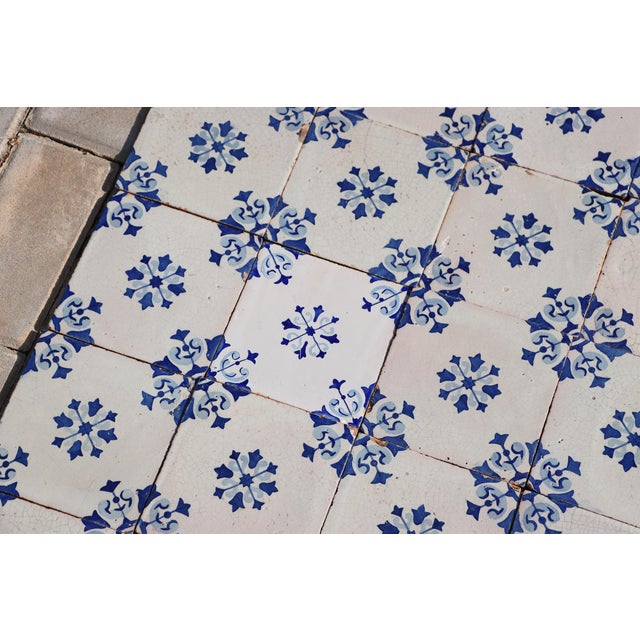 19th Century Floral Blue & White Set of Sixty Portuguese Tiles For Sale - Image 15 of 18