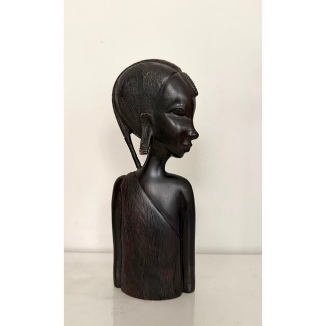 Vintage African Female Bust Sculpture Hand carved of black ebony wood. 9"Tall and heavy Elaborately mastered by the...