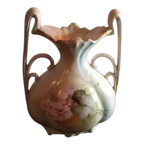 Vintage Hand-Painted Porcelain Likely Rs Prussia Dual Handle Vase