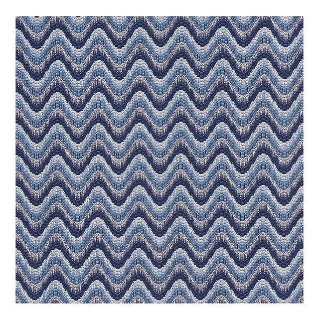 Sample - Schumacher Bargello Wave Fabric in Blue For Sale