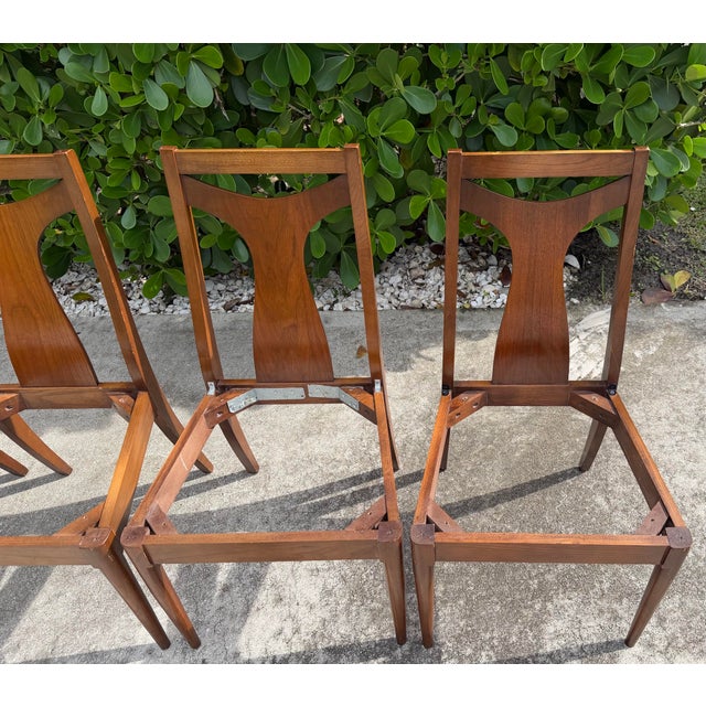 Vintage Mid-Century Walnut Dining Chairs for Restoration, Set of 4 For Sale In Naples, FL - Image 6 of 15