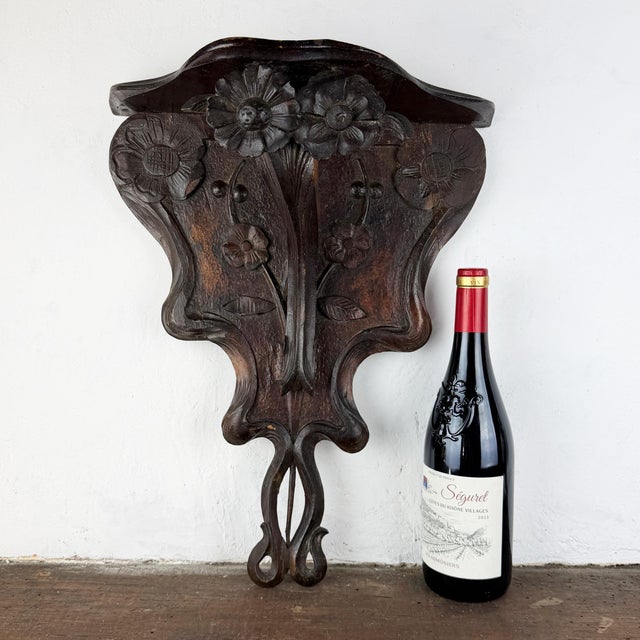 Antique Italian Liberty Art Nouveau Wall Shelf in Carved Wood, 1890s For Sale - Image 15 of 16