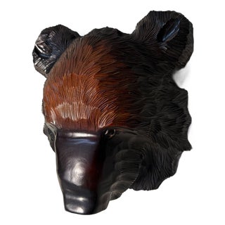 Ainu Wood Carving Bear Head, 1960s For Sale