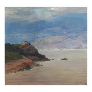 Antique Seascape Oil Painting, Ukrainian Soviet Art, 1971 by M.L. Moisey Volshtein For Sale