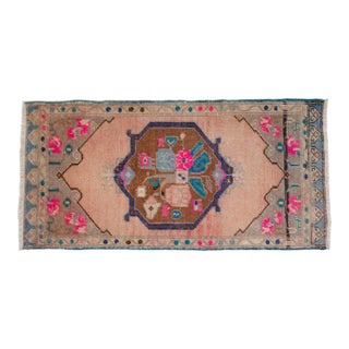 Turkish Hand Made Small Rug Doormat Enrtyway Decor - 1'10" X 3'9" For Sale
