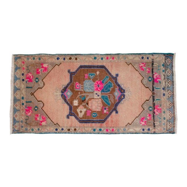 Turkish Hand Made Small Rug Doormat Enrtyway Decor - 1'10" X 3'9" For Sale