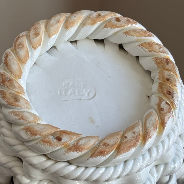 Mid-20th Century Italian Basketweave Ceramic Cachepot For Sale - Image 16 of 18