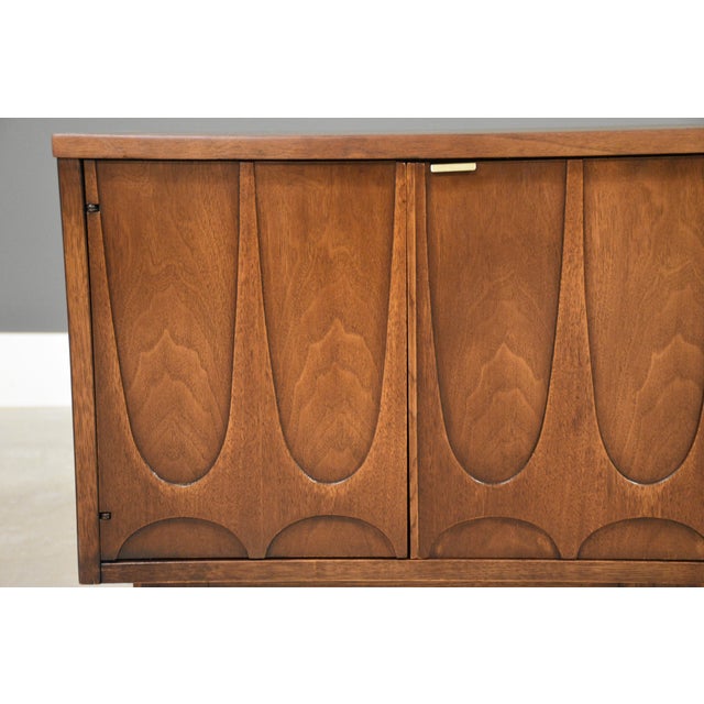 Brown 1960s Refinished Broyhill Brasilia Walnut Nightstand For Sale - Image 8 of 9