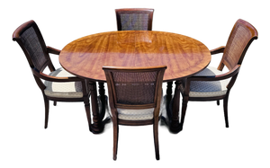 Vintage 1960s Drexel Heritage Mahogany Oval Dining Table & 4 Cane Back Chairs