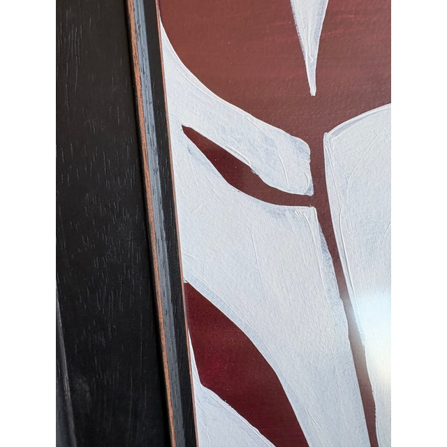 2026 Origjnal Abstract Botanical Painting in Red, Framed For Sale - Image 4 of 6
