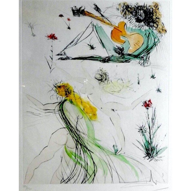 Surrealism Dali La Joie De Vivre Hand Signed Numbered Etching Dali Archives Certified For Sale - Image 3 of 5