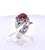 Amber 1970s Polished 14k White Gold Garnet and Ruby Cocktail Ring With Blue Topaz, Size 5 For Sale - Image 8 of 9