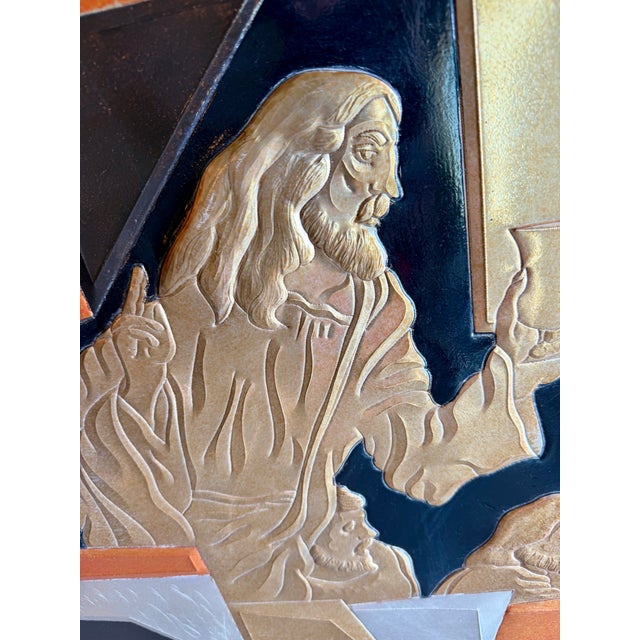 70s Large Mid-Century Liturgical Modernist Metal Last Supper Wall Relief B. Quijano Cubist Architectural For Sale - Image 10 of 17