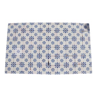 19th Century Floral Blue & White Set of Sixty Portuguese Tiles For Sale