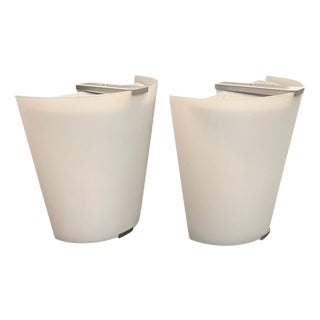 Vintage Wall Lamps in Etched Glass and Metal by Martinelli Luce, Italy, 1980s, Set of 2 For Sale