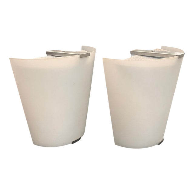 Vintage Wall Lamps in Etched Glass and Metal by Martinelli Luce, Italy, 1980s, Set of 2 For Sale