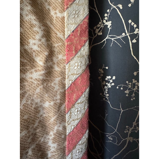 2020s Custom Interlined Pinch Pleat Drapery Panel – Gold & Coral Botanical, Extra Wide 88 X 104 For Sale - Image 5 of 9