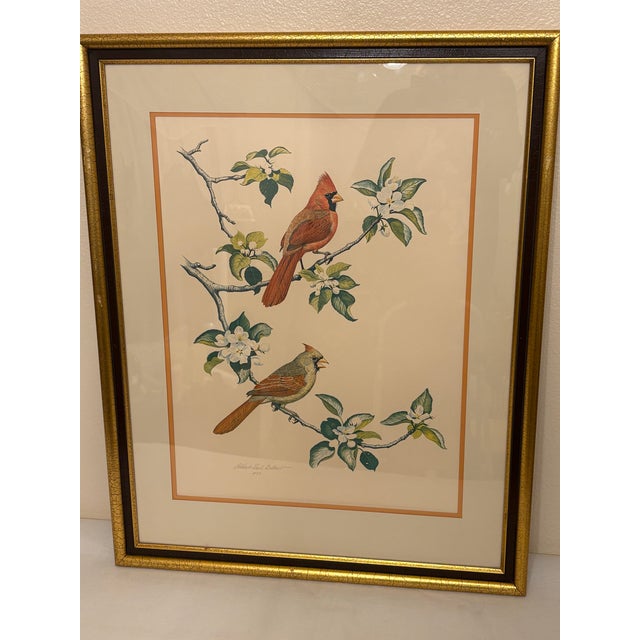 1970s "Albert Earl Gilbert's" "The Cardinal" Signed Framed Lithograph Print 1977 For Sale - Image 5 of 5