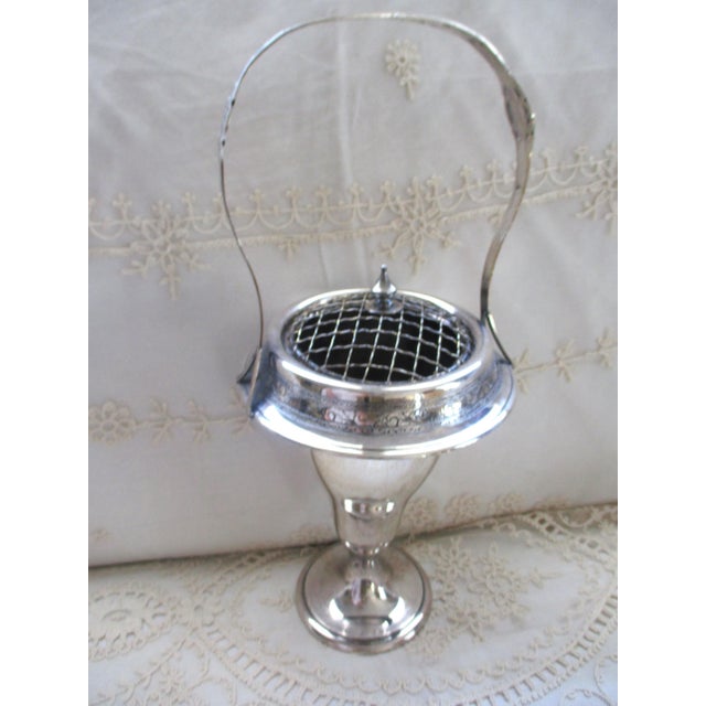 This is a Gorgeous! Antique Art Nouveau Signed Pairpoint Ornate Sliverplate Flower Basket With Wire Frog Top with an...