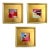 Curated Set of 3 Framed Mini Paintings in Pink, Blue and Red For Sale