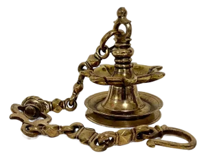 Rare Antique Judaica Hanging Bronze Jewish Synagogue or Temple Oil Lamp w Chain